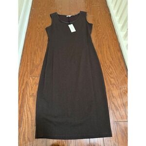 Leon Max Limited Edition Wool Blend Sheath Dress Brown Leather Trim Size 6 NEW
